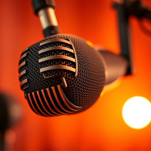 Un micrófono de estudio profesional, listo para grabar audio de alta calidad.